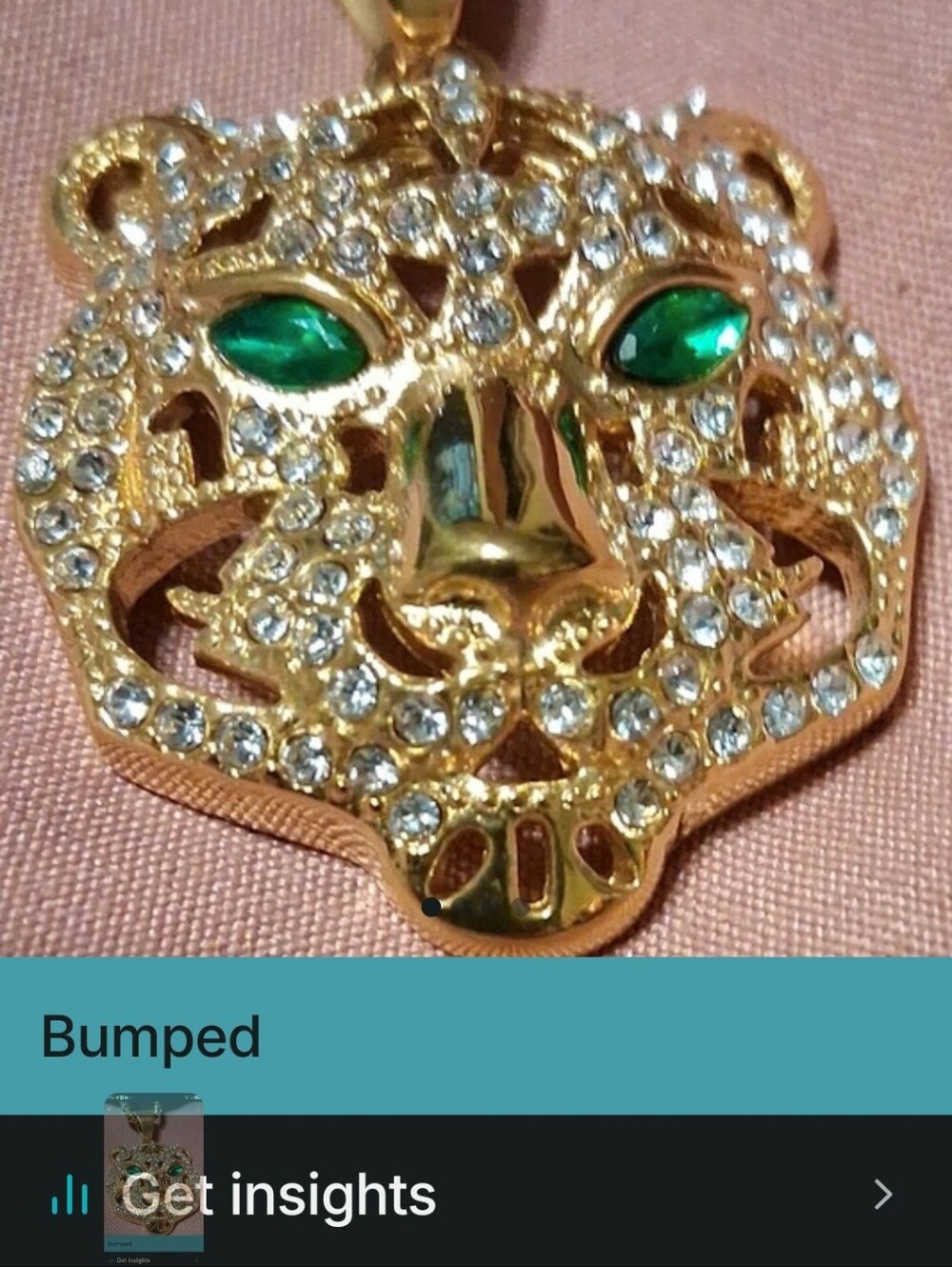Gold-Tone Leopard Pendant Necklace with Green Crystal Eyes - Women Jewelry